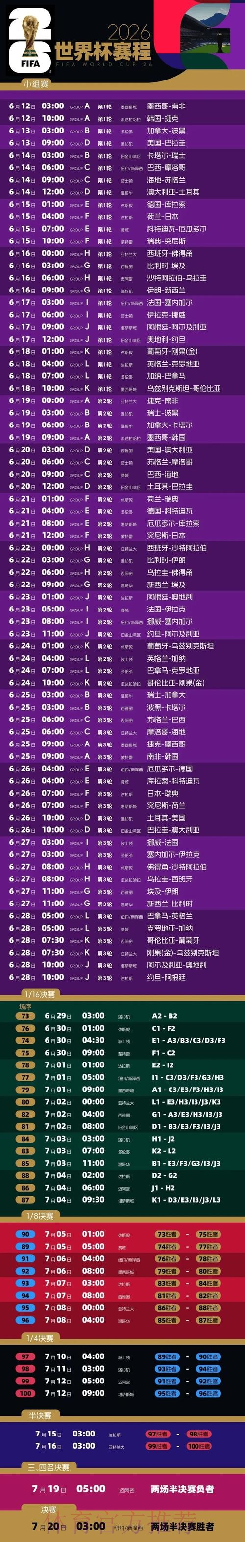 2026世界杯每日赛程今日全程直播实时查看 2026世界杯每日赛程今日全程直播实时查看