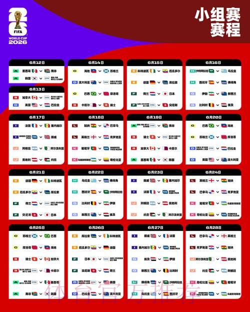 2026世界杯小组赛赛程详细安排比赛时间表直播平台